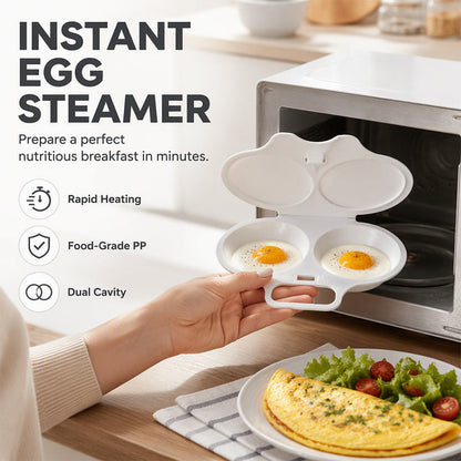 ⏰Last Day Special Price ￡6.99‼️⏰ Microwave Egg Poacher – Dual-Cavity Steamer, Rapid Heating, Non-Stick PP – Ideal for Home, Office & Travel! 🔥2