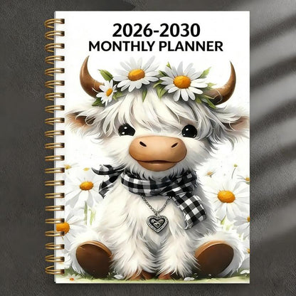 ⏰📅 LAST DAY SALE ONLY￡6.99!! 🐮 Highland Cow 5-Year Monthly Planner – Long-Term Organisation & Goal Planning in One Place ✨