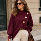 🧶Surprise Price: Only £26.99!!🔥🧣Mock Neck Warmth, Cozy Knit🧶 Women's Asymmetric Hem Mock Neck Knit Sweater – Soft & Skin-Friendly, Warm Coverage ✨