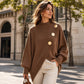 🧶Surprise Price: Only £26.99!!🔥🧣Mock Neck Warmth, Cozy Knit🧶 Women's Asymmetric Hem Mock Neck Knit Sweater – Soft & Skin-Friendly, Warm Coverage ✨