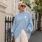 🧶Surprise Price: Only £26.99!!🔥🧣Mock Neck Warmth, Cozy Knit🧶 Women's Asymmetric Hem Mock Neck Knit Sweater – Soft & Skin-Friendly, Warm Coverage ✨