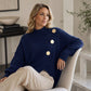 🧶Surprise Price: Only £26.99!!🔥🧣Mock Neck Warmth, Cozy Knit🧶 Women's Asymmetric Hem Mock Neck Knit Sweater – Soft & Skin-Friendly, Warm Coverage ✨