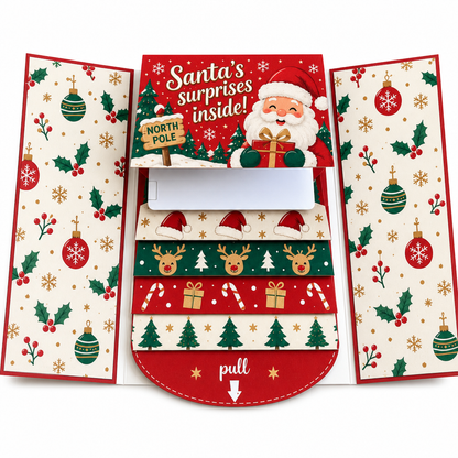 🥳2026 HOT SALE 50% OFF💞50K+ SOLD!🎄🎁 Christmas Pull-Tab 3D Greeting Card – Interactive Sliding Design